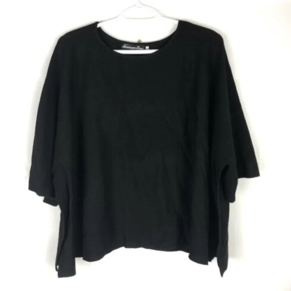 American Rose Women’s Black Short Sleeve Sweater, Size Large